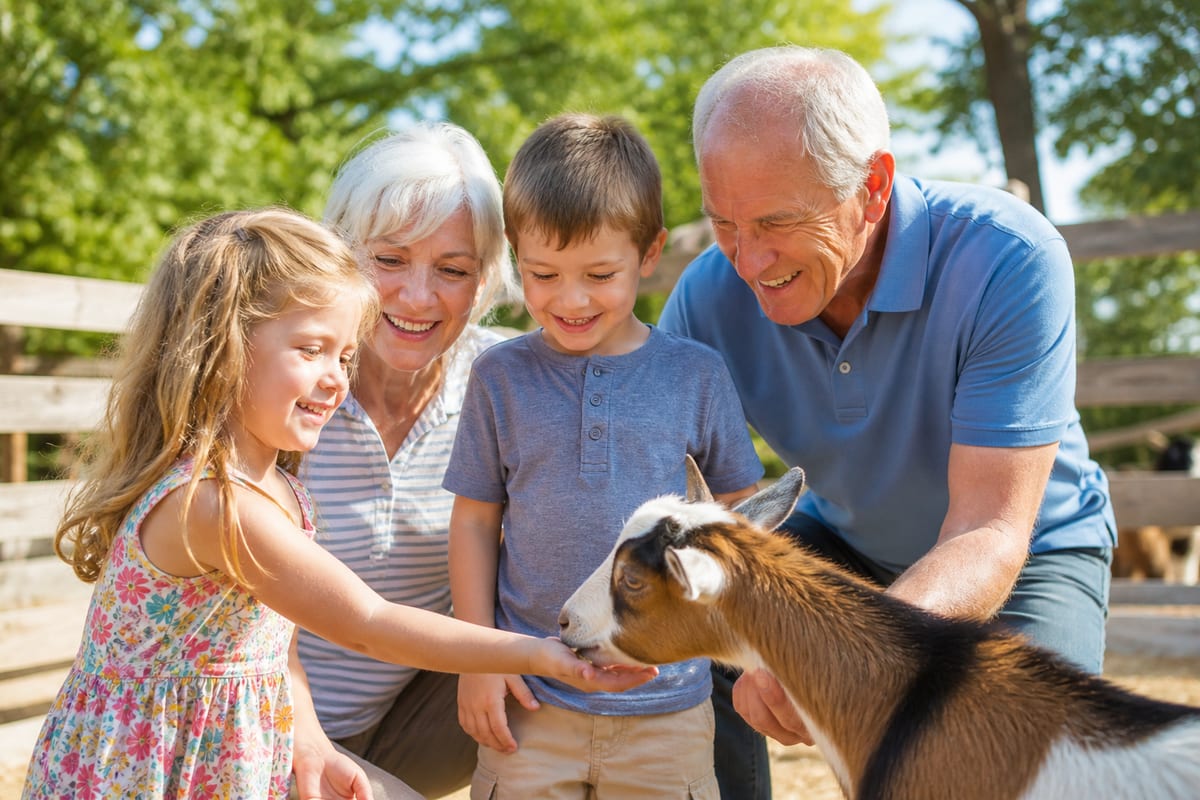 Familie mit Familienland-Pass auf einem Ausflug