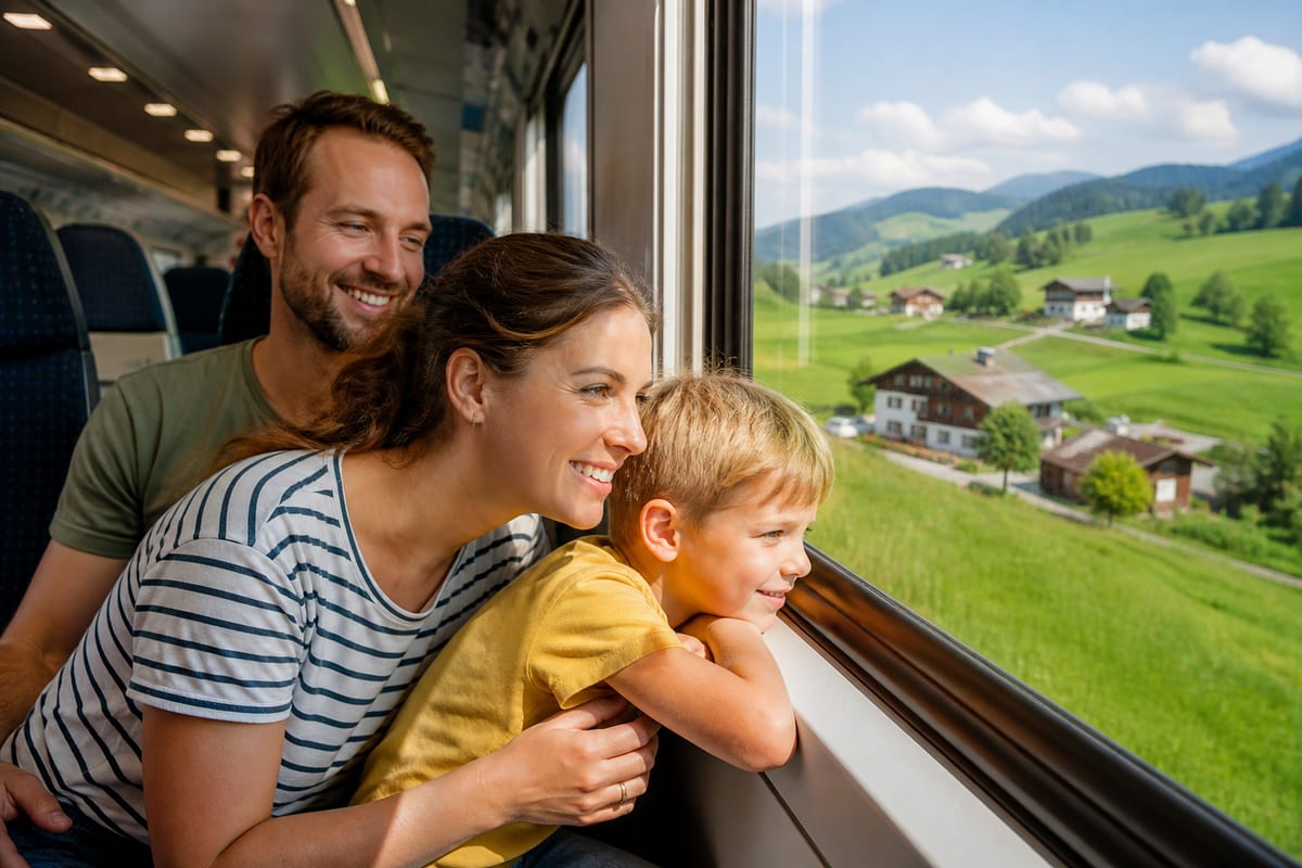 Fahrgäste in einem österreichischen Regionalzug