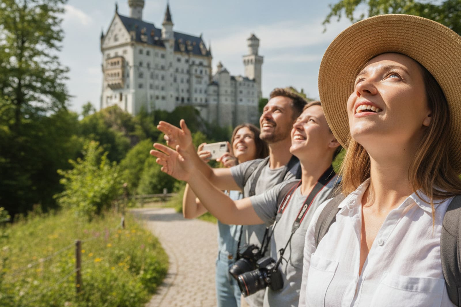 Besucher vor Schloss Neuschwanstein