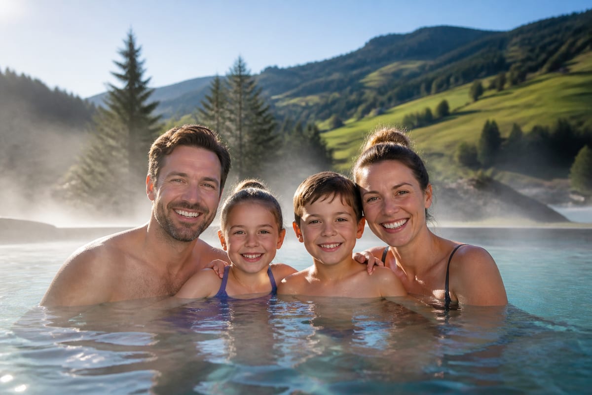Familie entspannt in einer niederösterreichischen Therme