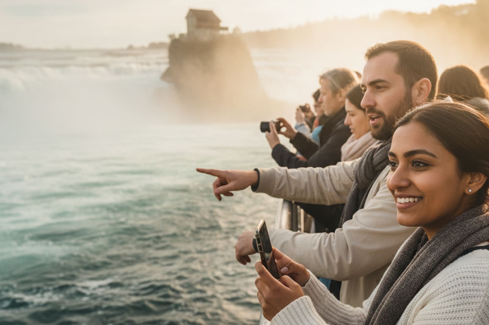 Besucher am Rheinfall bei Schaffhausen