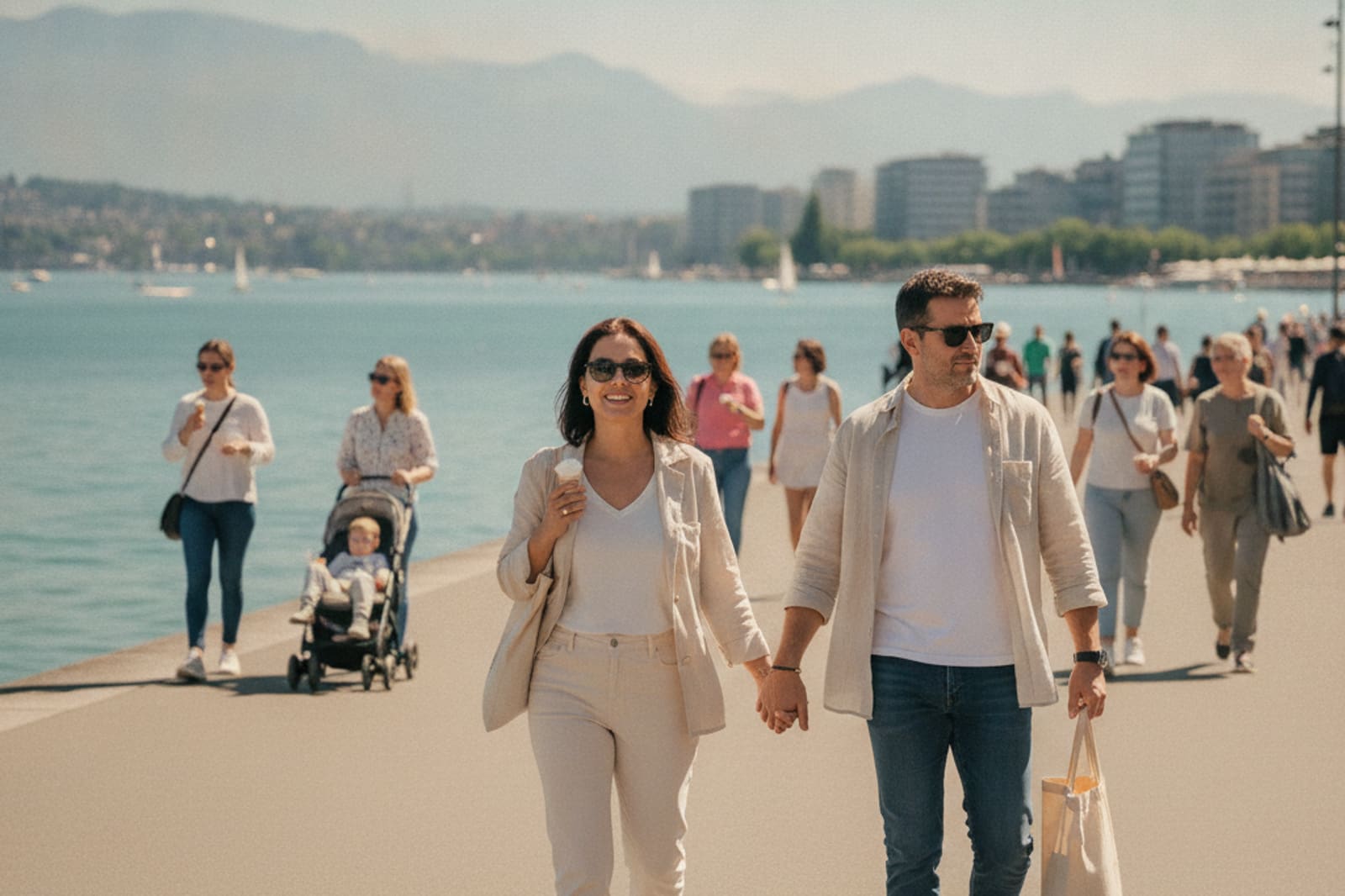 Spaziergänger am Zürichsee